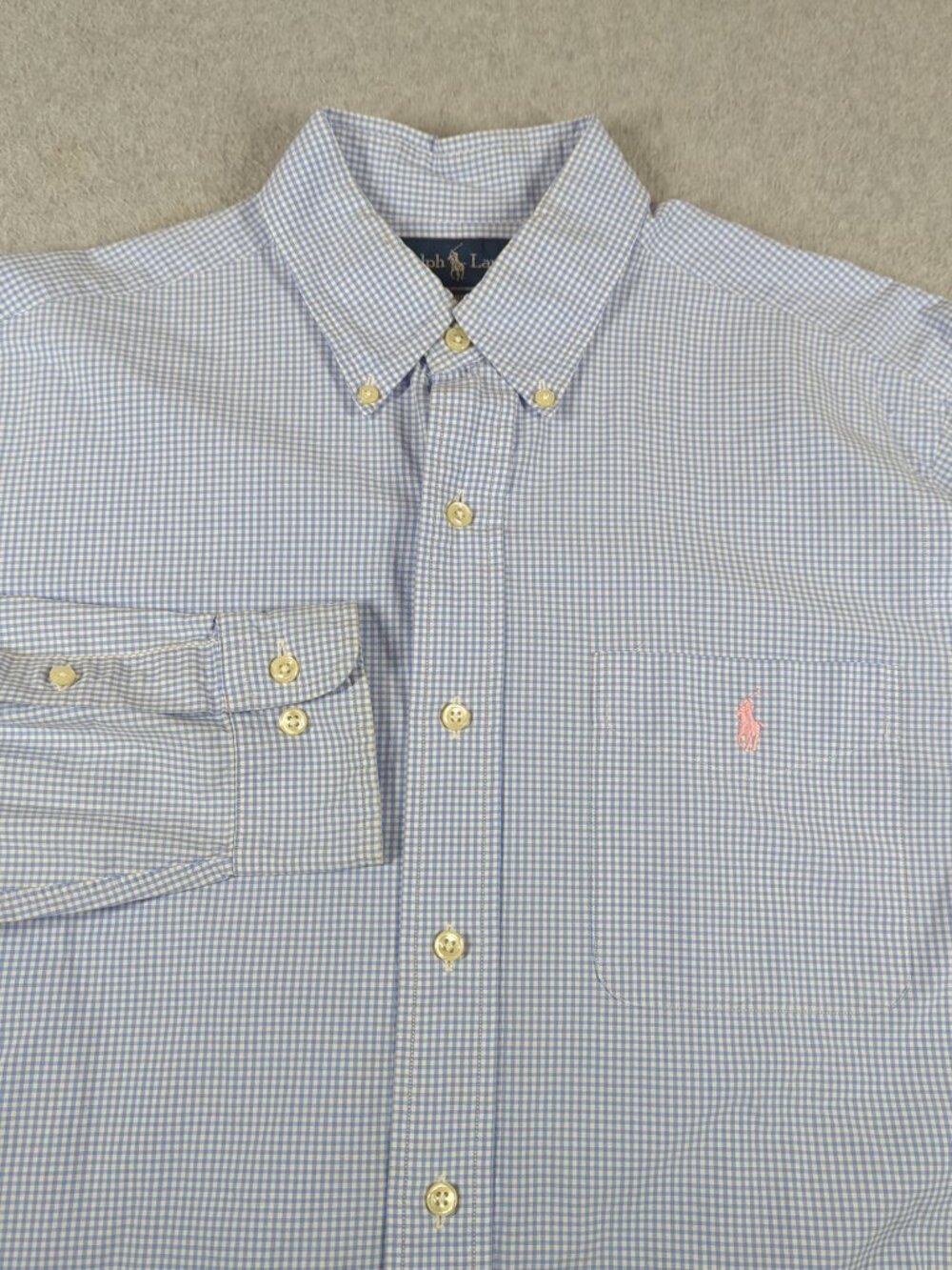 Ralph Lauren Shirt Men's 15.5 Blue Classic Fit Casual Dress Button Down VTG